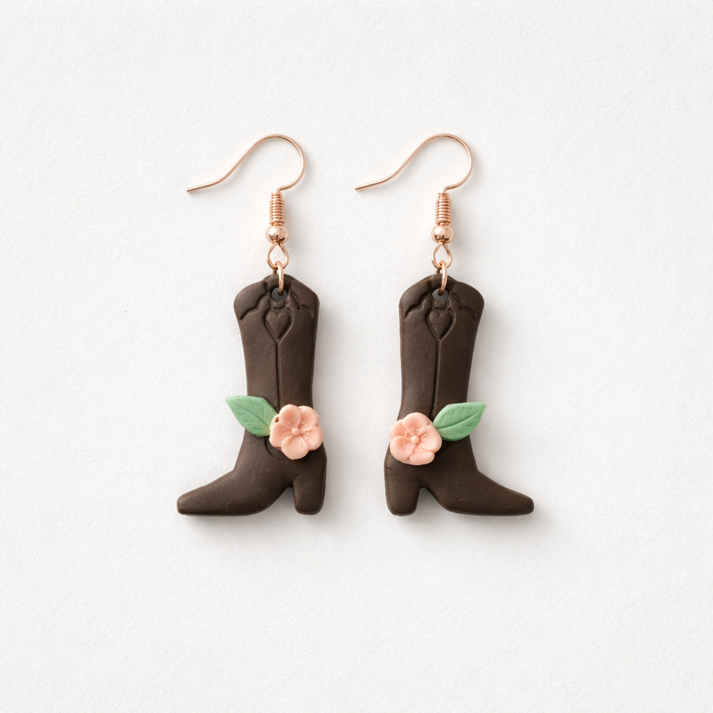 Cowgirl Boot Clay Earrings