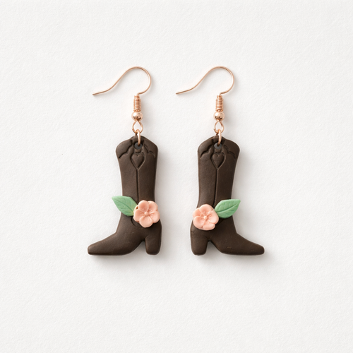 Cowgirl Boot Clay Earrings