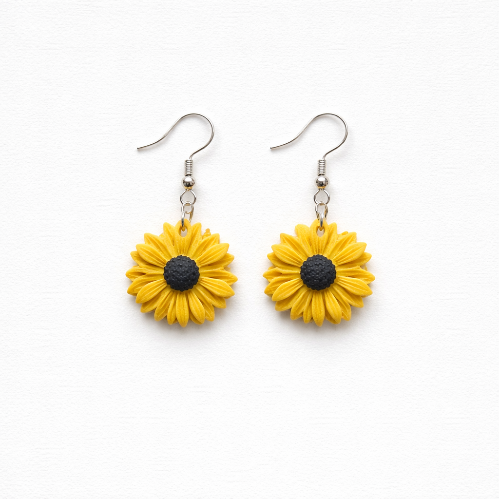 Sunflower Clay Earrings