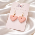 Pink Heart Clay Earrings