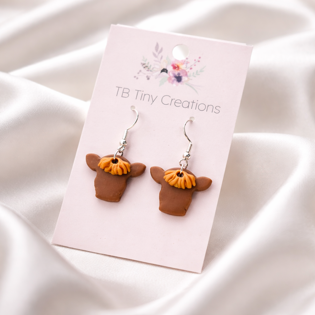 Highland Cow Clay Earrings