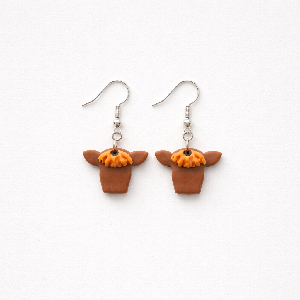 Highland Cow Clay Earrings