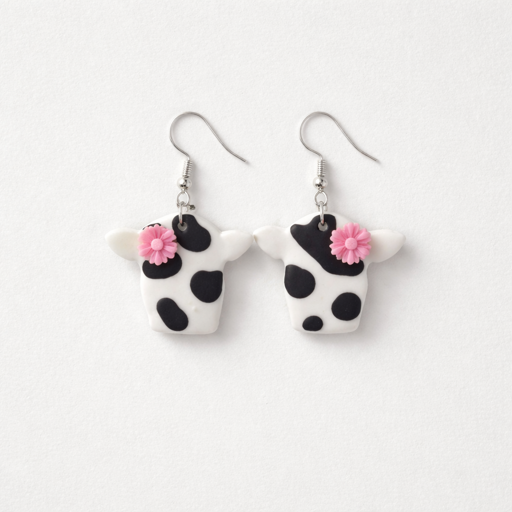 Holstein Cow (Large) Clay Earrings