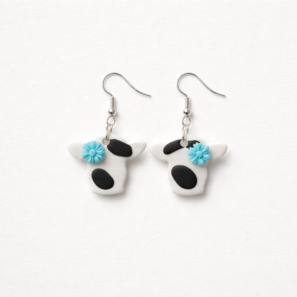 Holstein Cow (Large) Clay Earrings