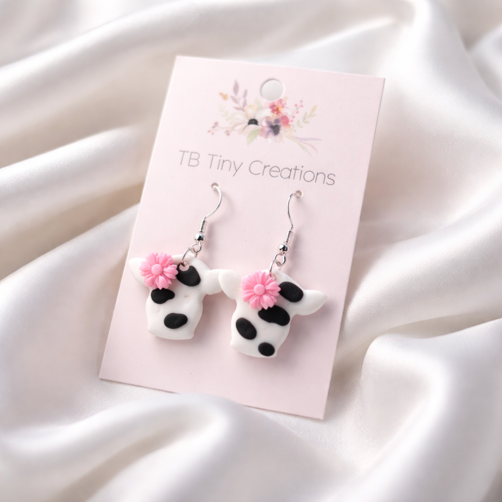Holstein Cow (Medium) Clay Earrings