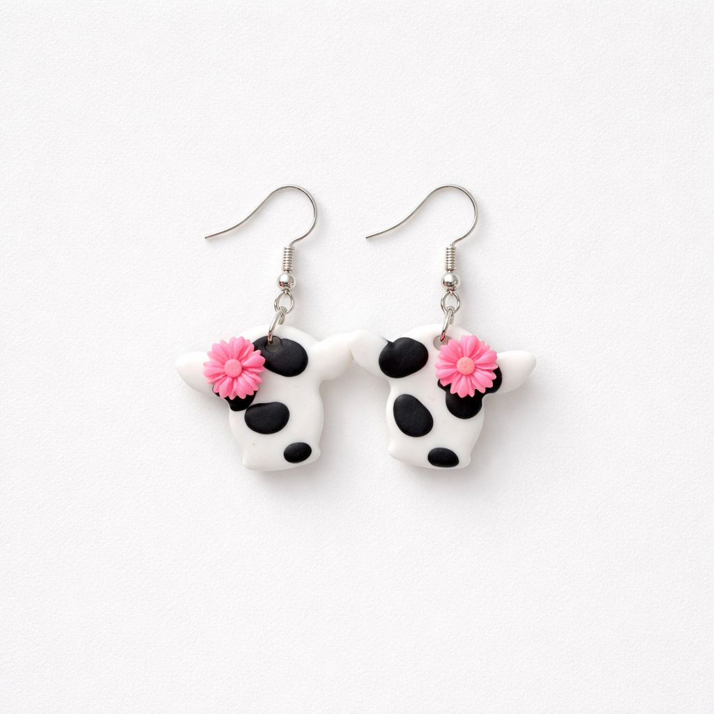 Holstein Cow (Medium) Clay Earrings