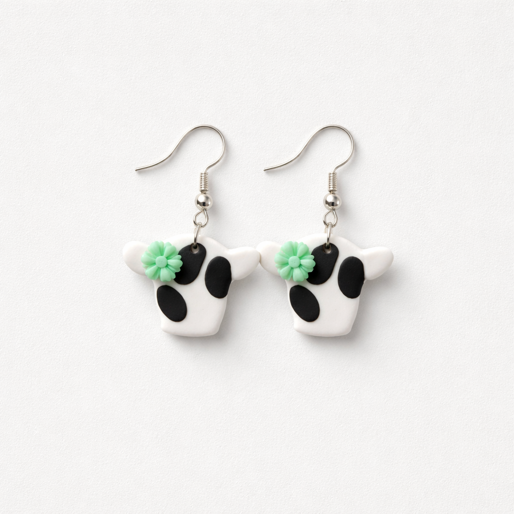 Holstein Cow (Medium) Clay Earrings