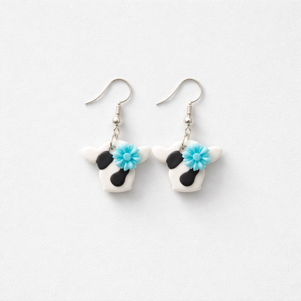Holstein Cow (Small) Clay Earrings
