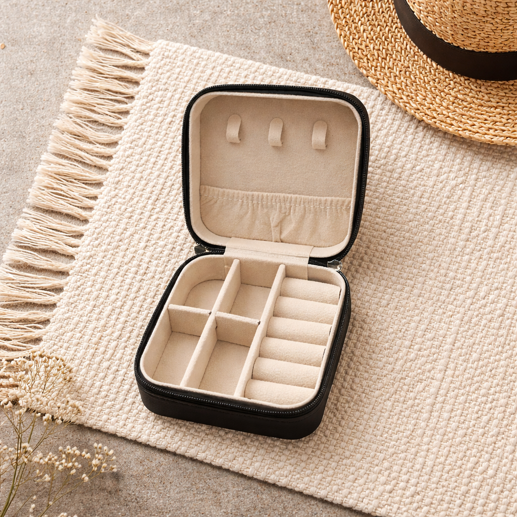 Hand-Carved Leather Travel Jewelry Boxes