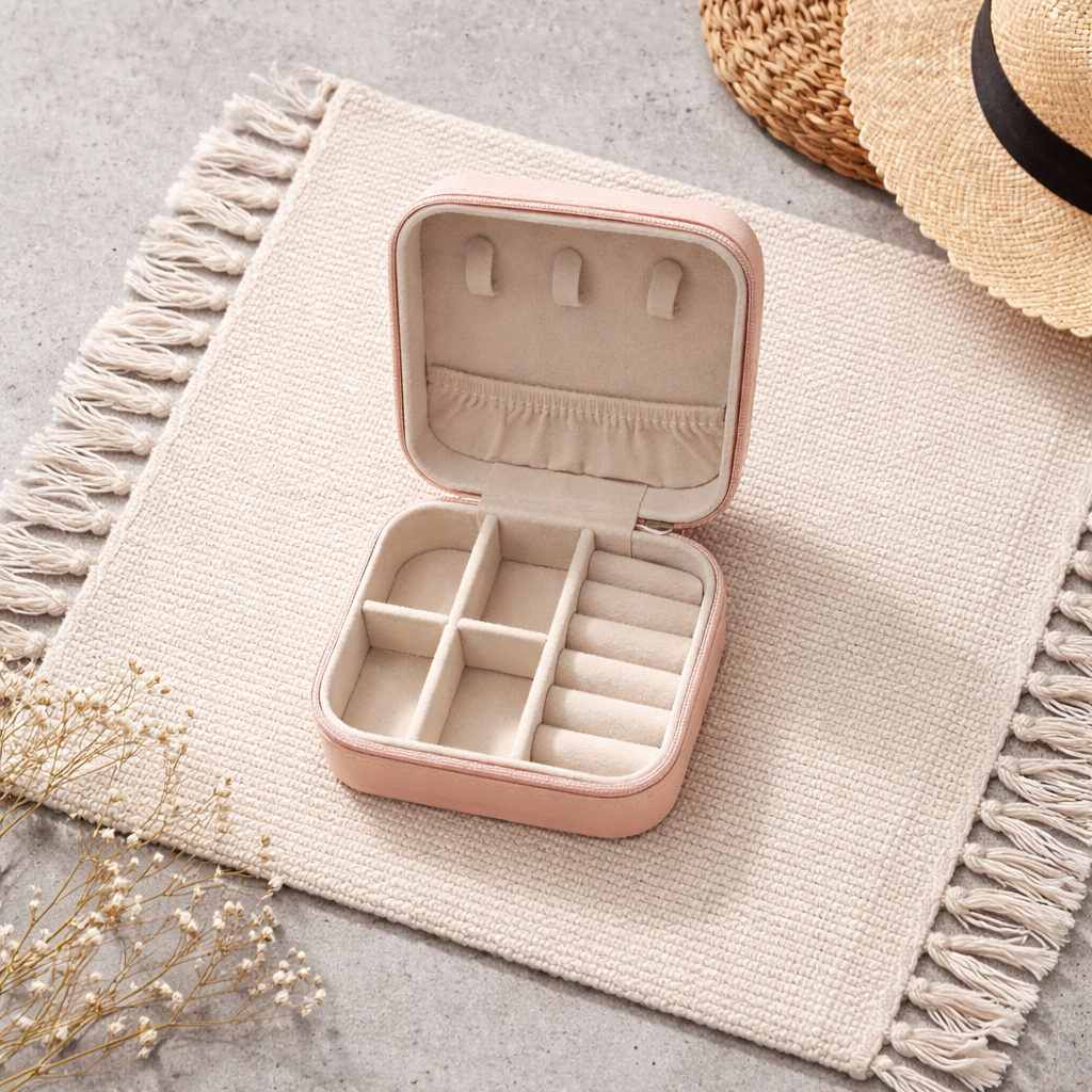 Hand-Carved Leather Travel Jewelry Boxes