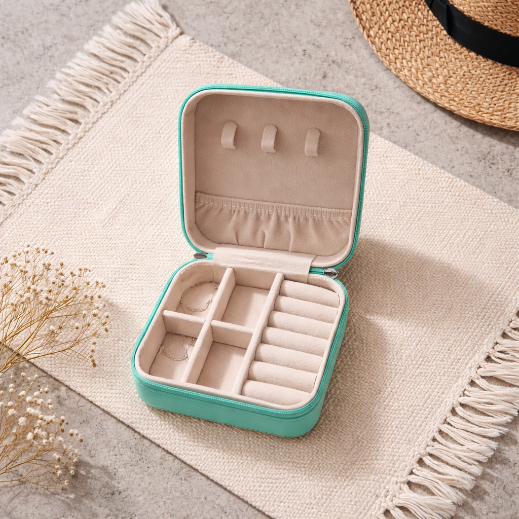 Hand-Carved Leather Travel Jewelry Boxes