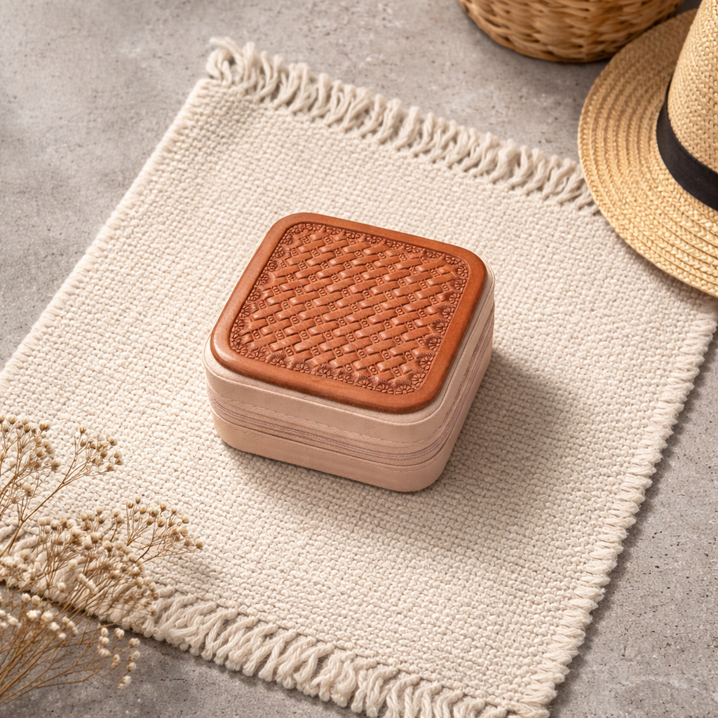 Heart Basket Stamped Leather Travel Jewelry Boxes