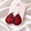 Glitter Heart Faux Leather Earrings