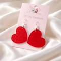 Red Heart Faux Leather Earrings
