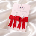 Red Bow Faux Leather Earrings