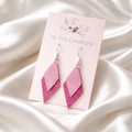 Pink Glitter Diamond Faux Leather Earrings