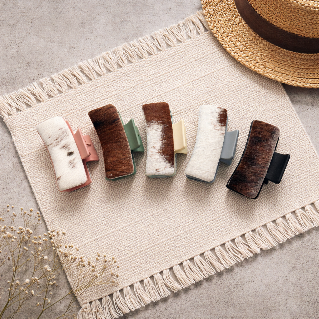 Cowhide Hair Claw Clips