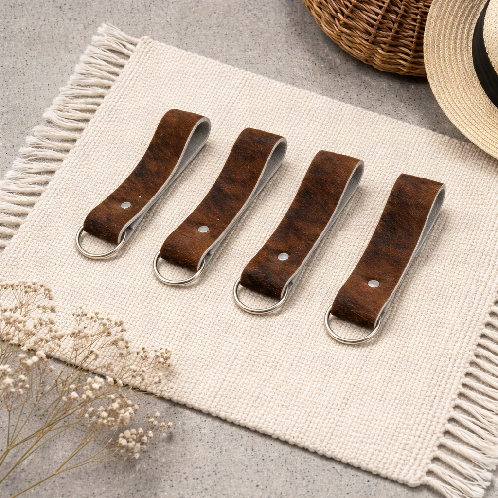 5" Dark Cowhide Keychains