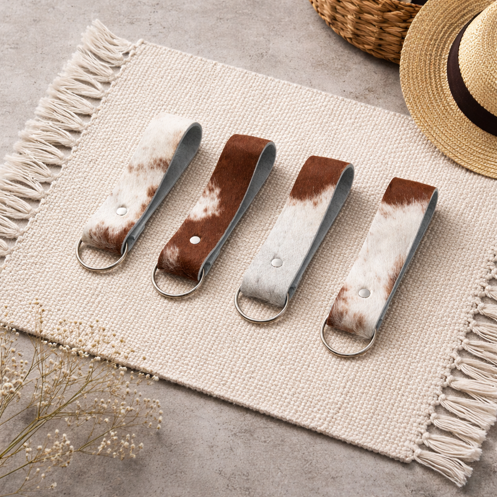 5" Roan Cowhide Keychains