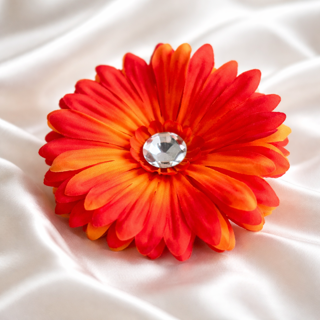 Orange Flower Hair Clip