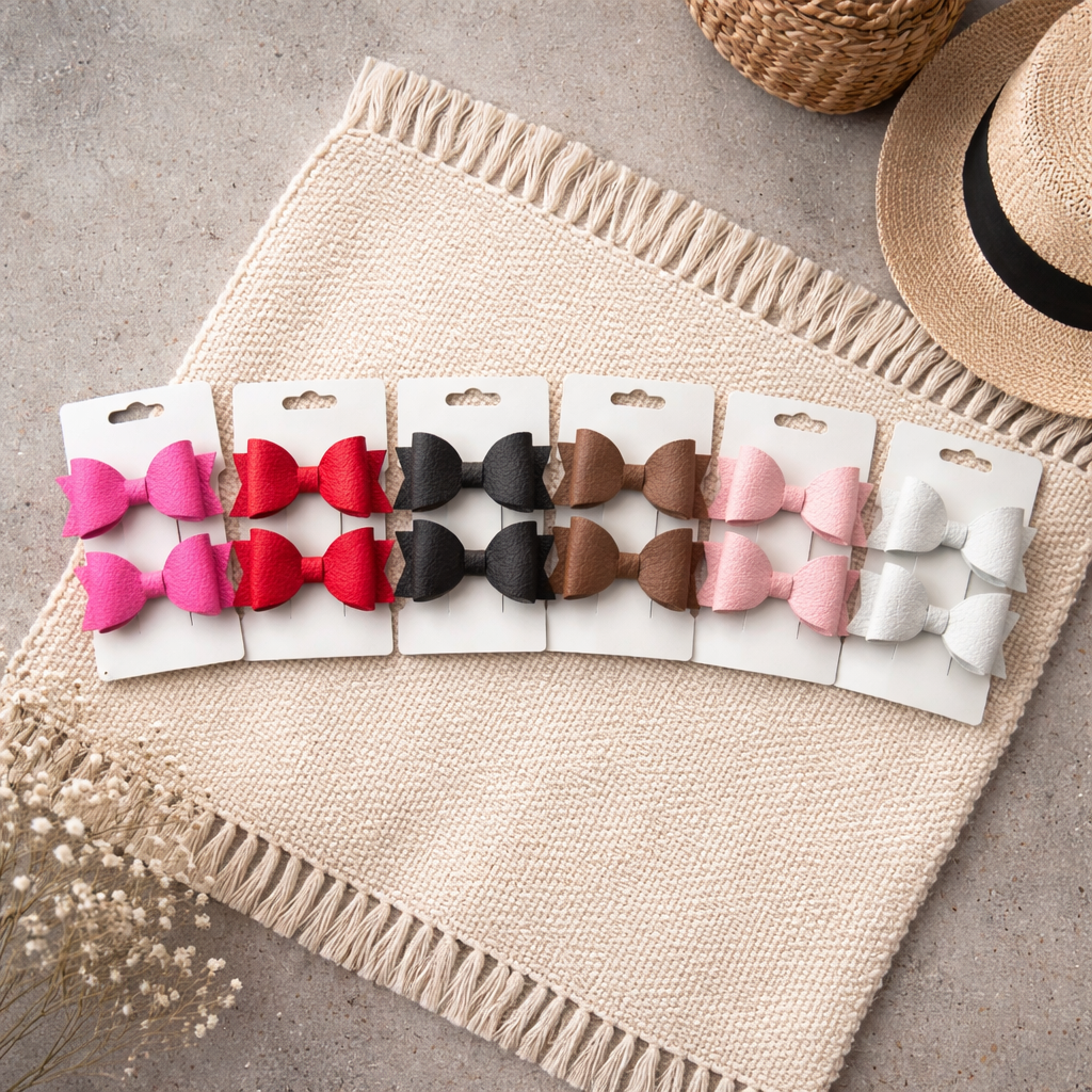 2-Piece Faux Leather Bow Sets