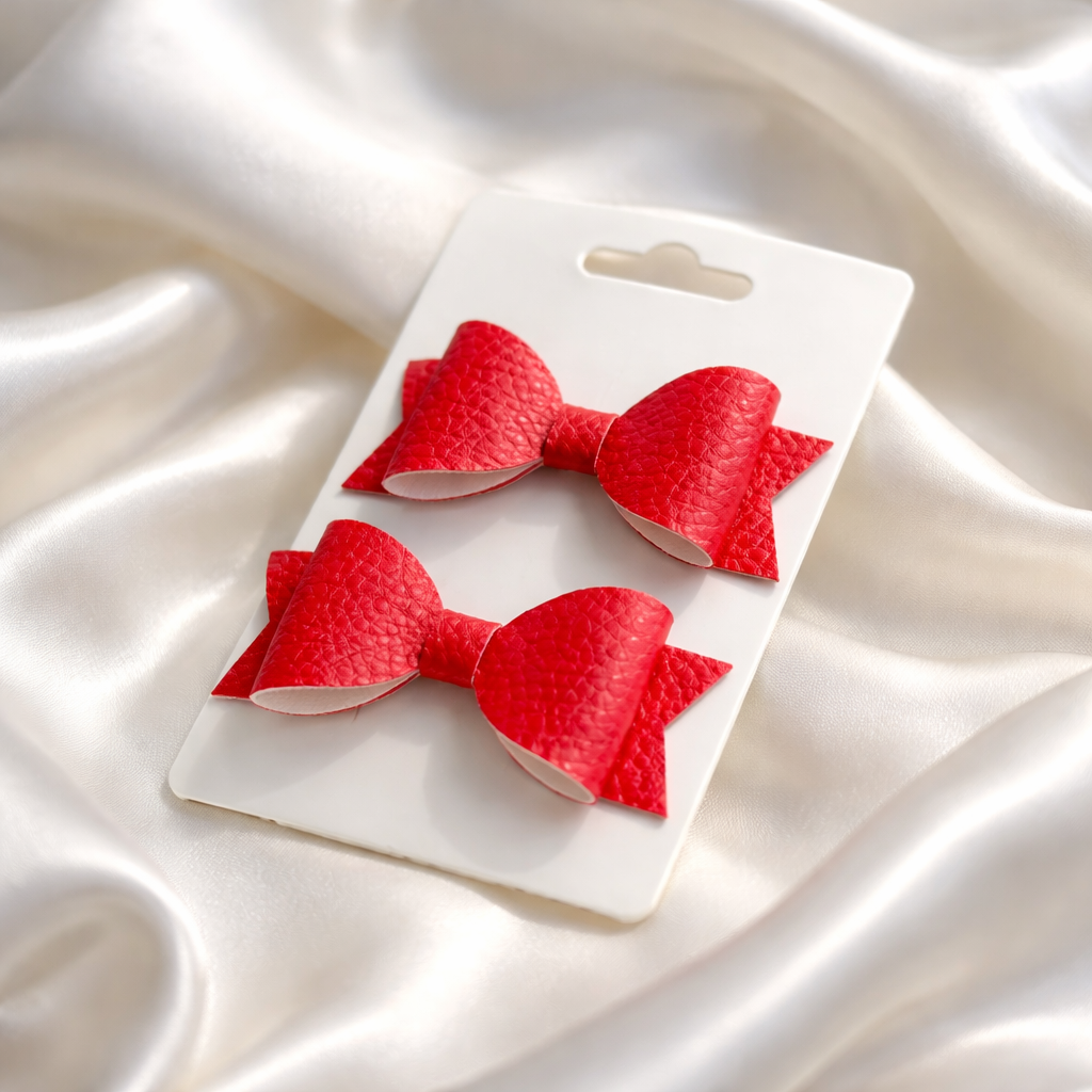 2-Piece Faux Leather Bow Sets