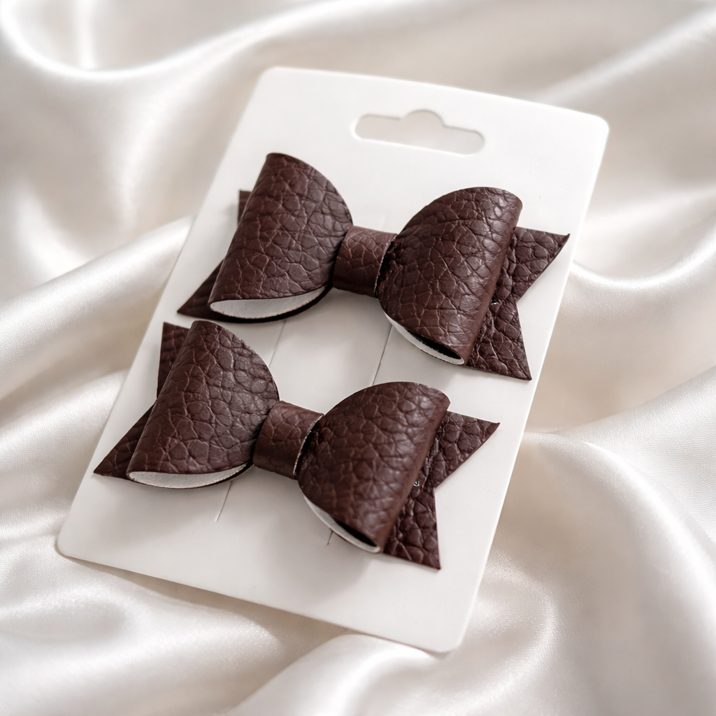 2-Piece Faux Leather Bow Sets