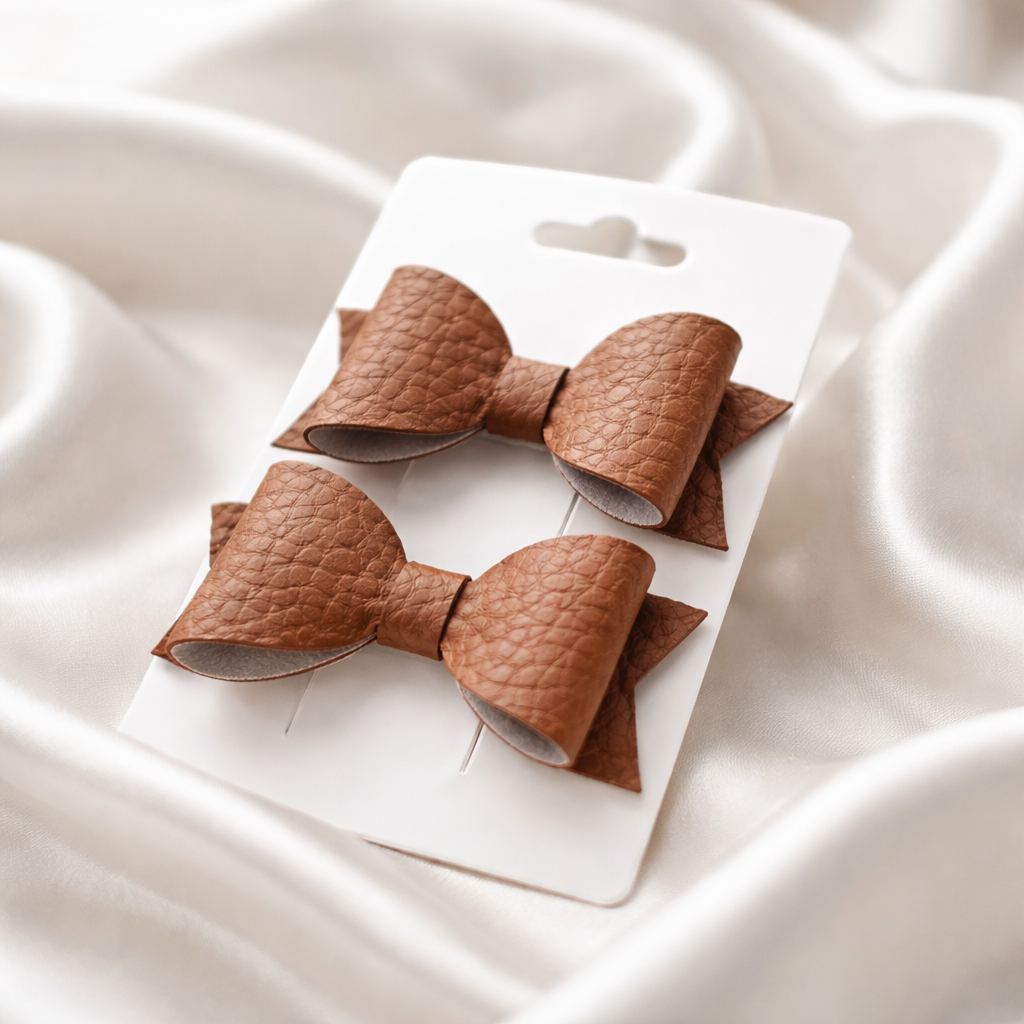 2-Piece Faux Leather Bow Sets