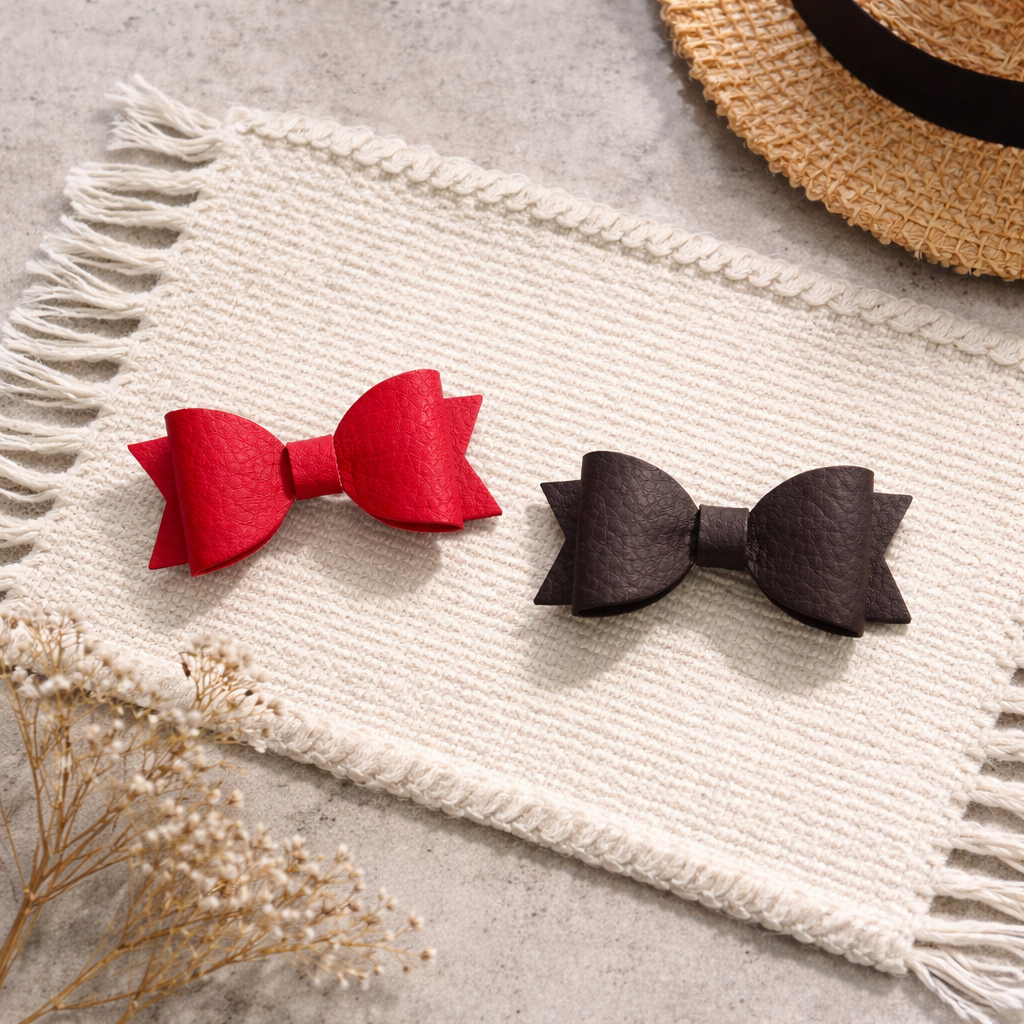 Single Faux Leather Bows