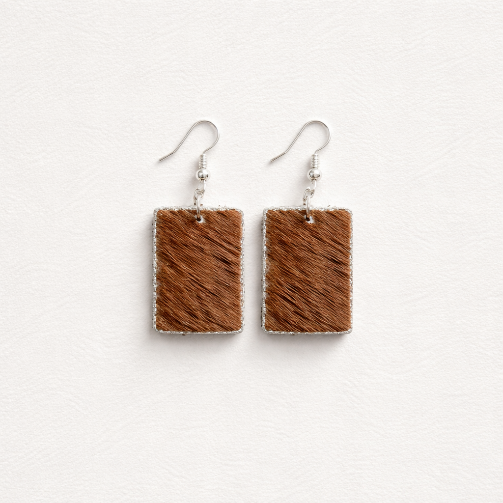 Square Cowhide Earrings