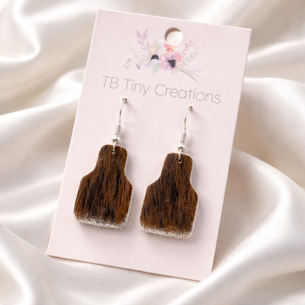 Ear Tag Cowhide Earrings