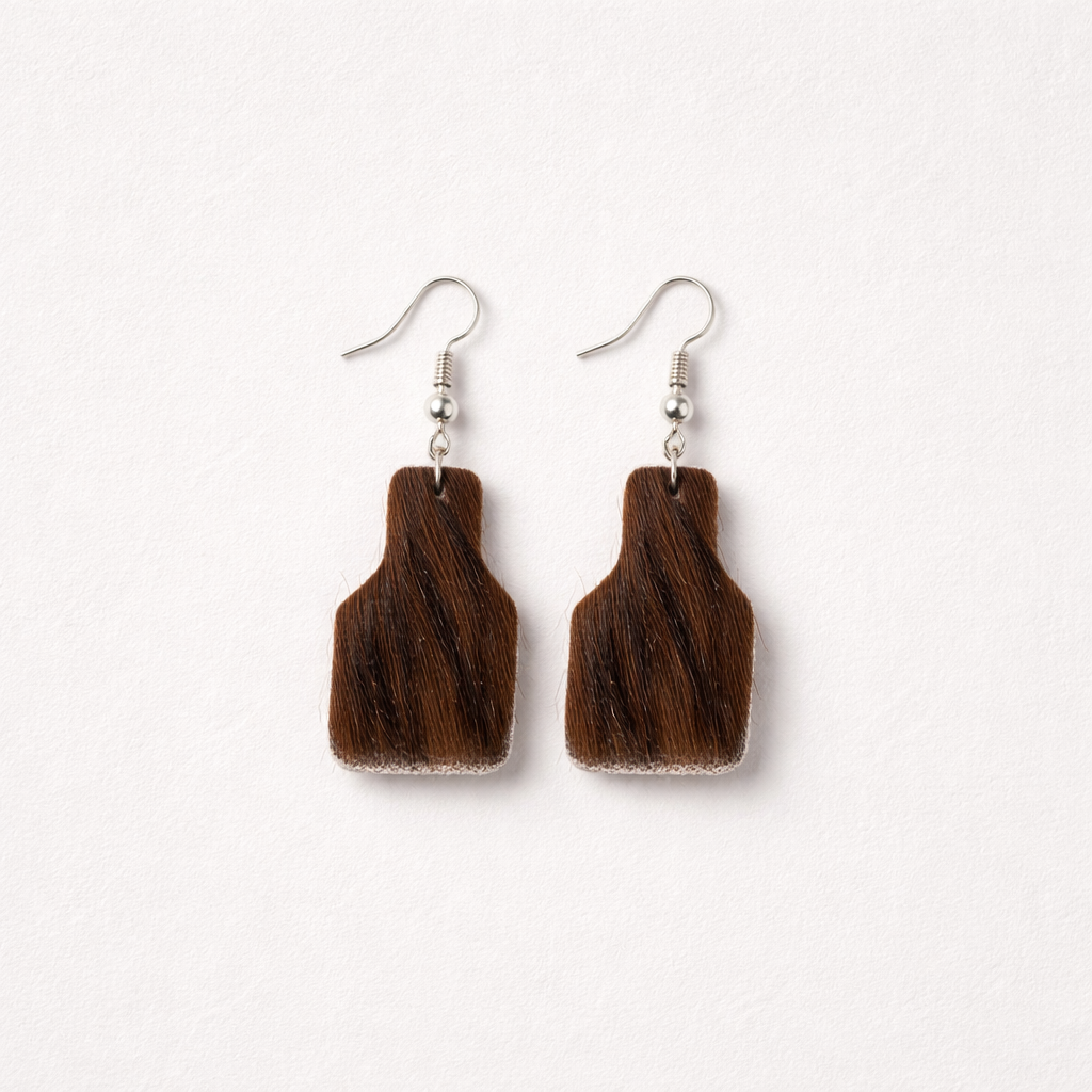 Ear Tag Cowhide Earrings