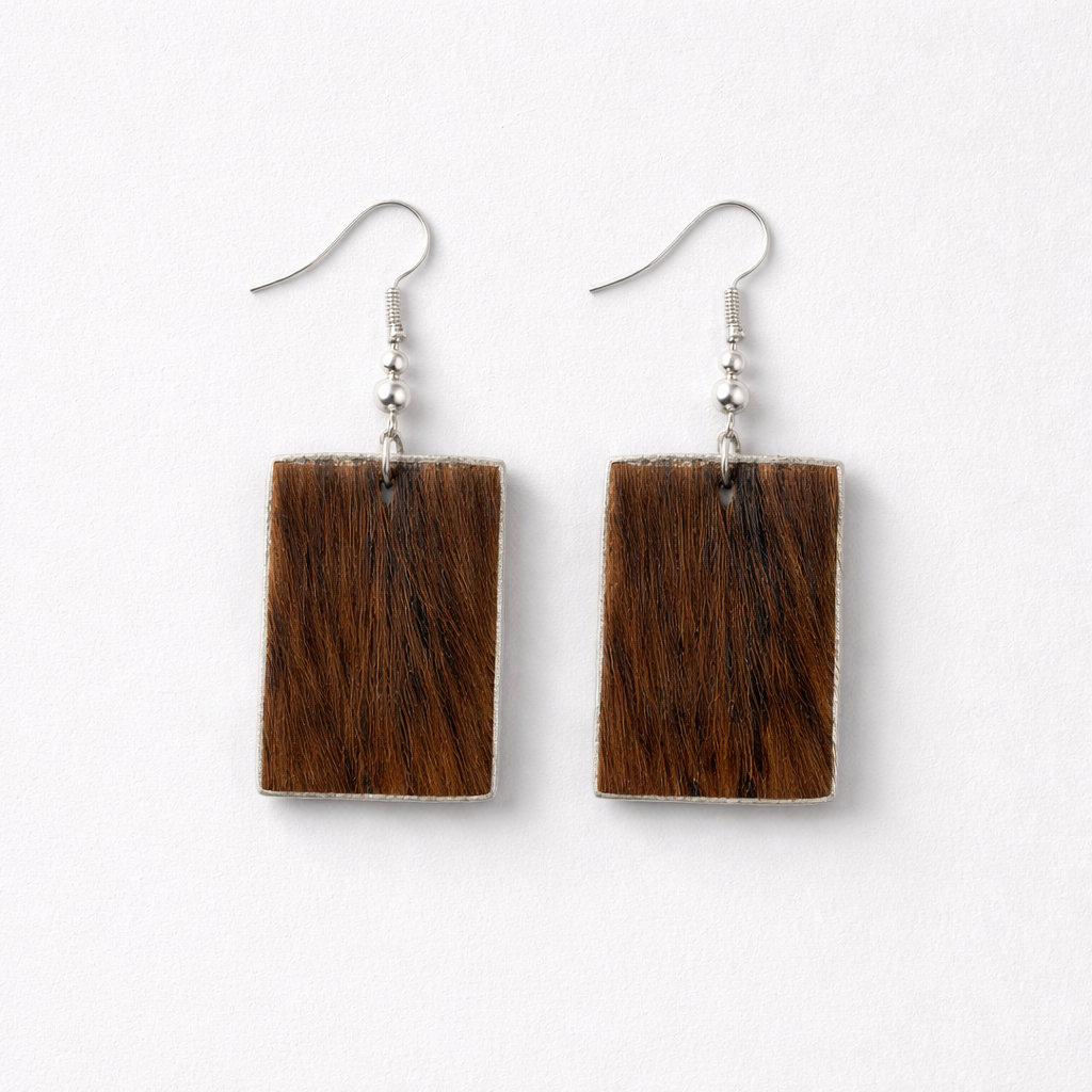 Square Cowhide Earrings