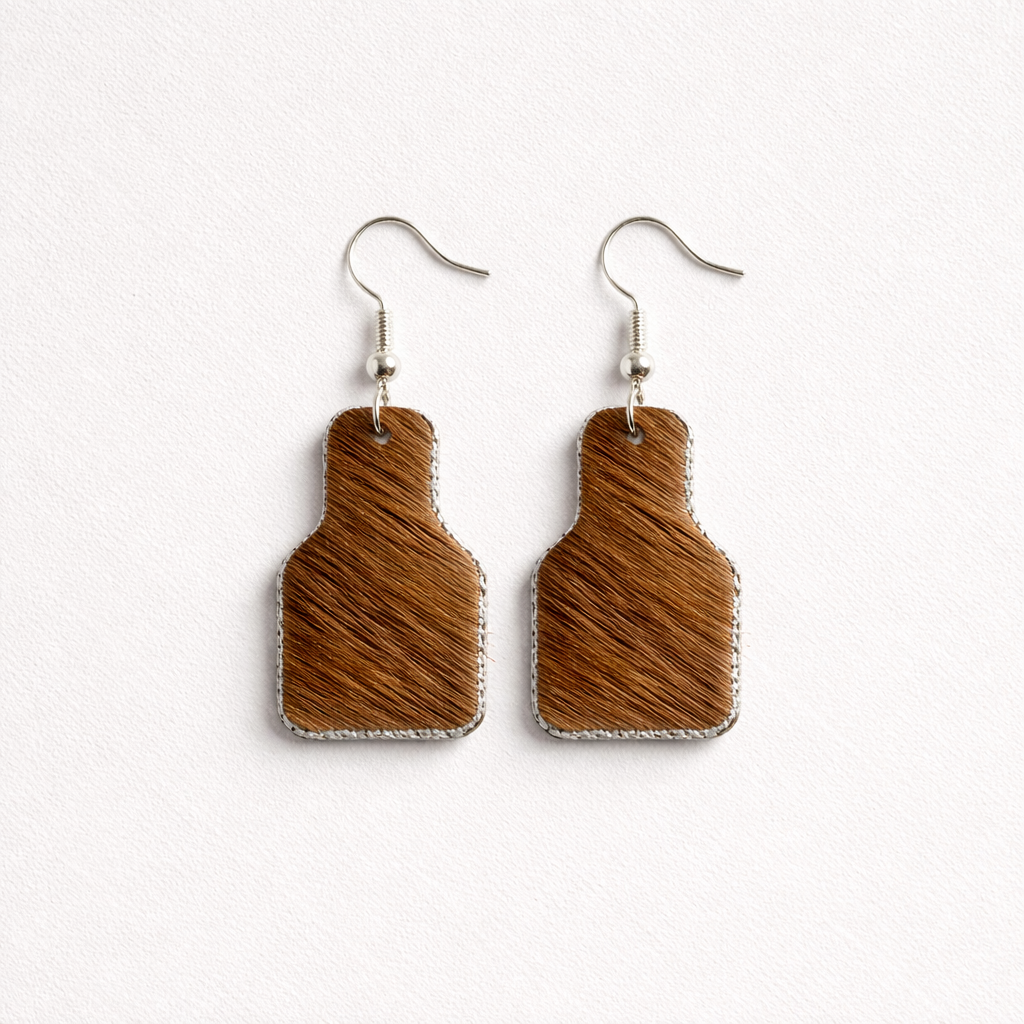 Ear Tag Cowhide Earrings