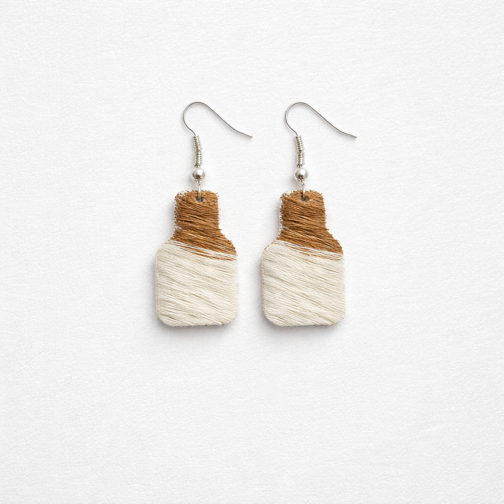 Ear Tag Cowhide Earrings