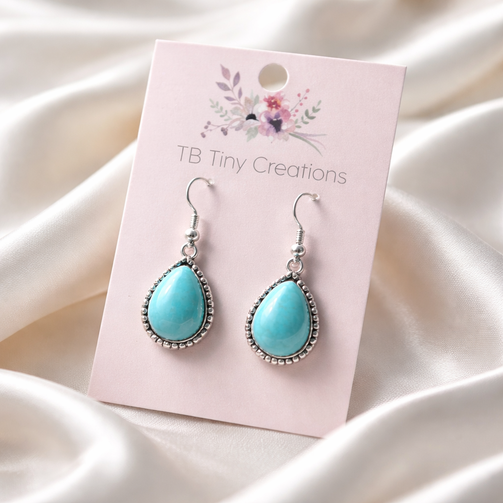 Teardrop Turquoise Charm Earrings
