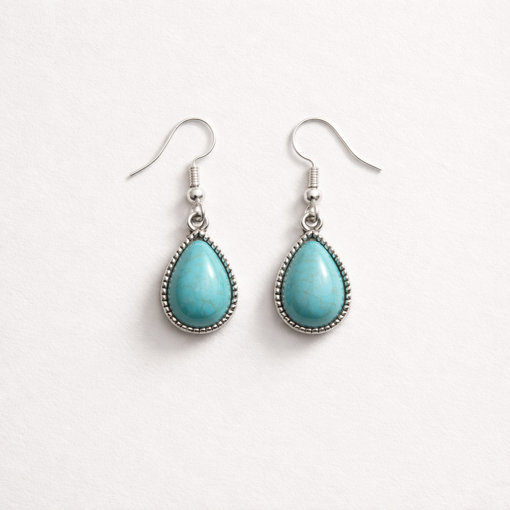 Teardrop Turquoise Charm Earrings