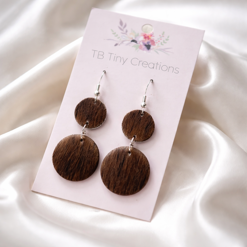 Double Circle Cowhide Earrings