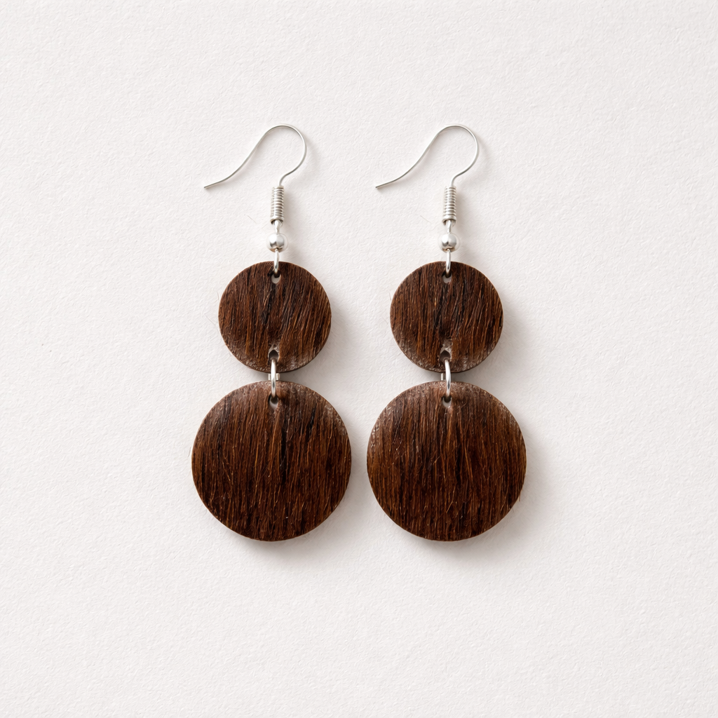 Double Circle Cowhide Earrings