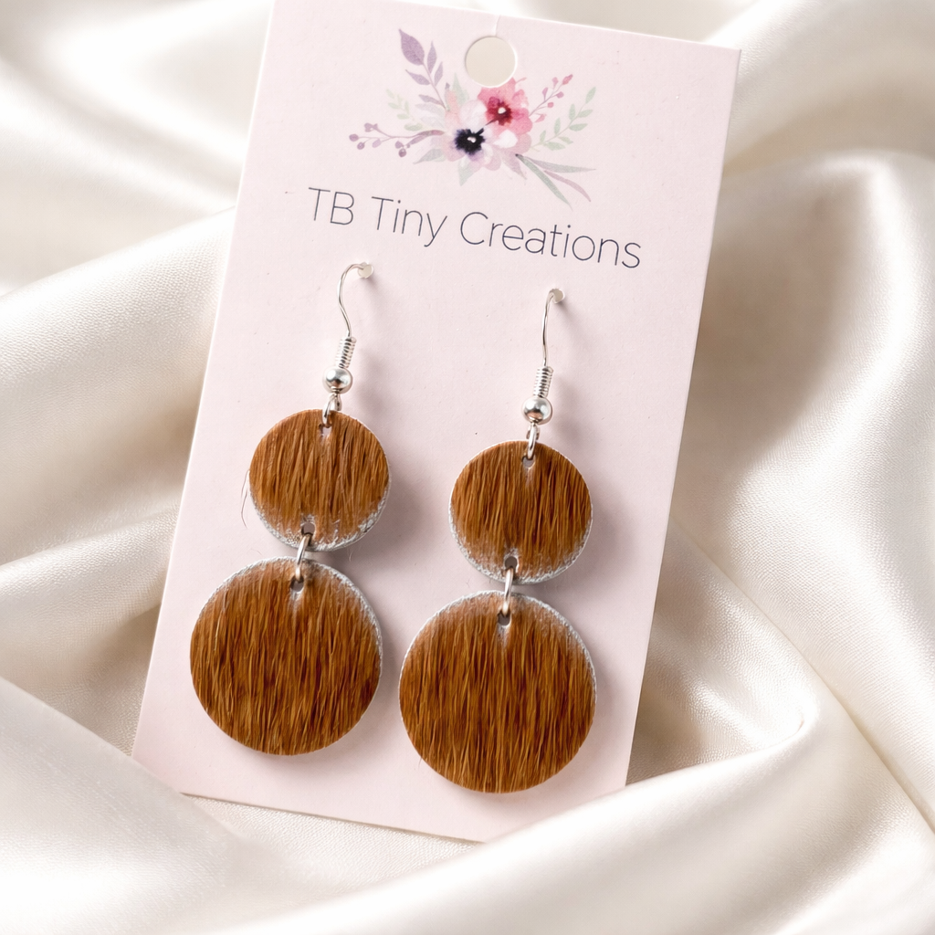Double Circle Cowhide Earrings