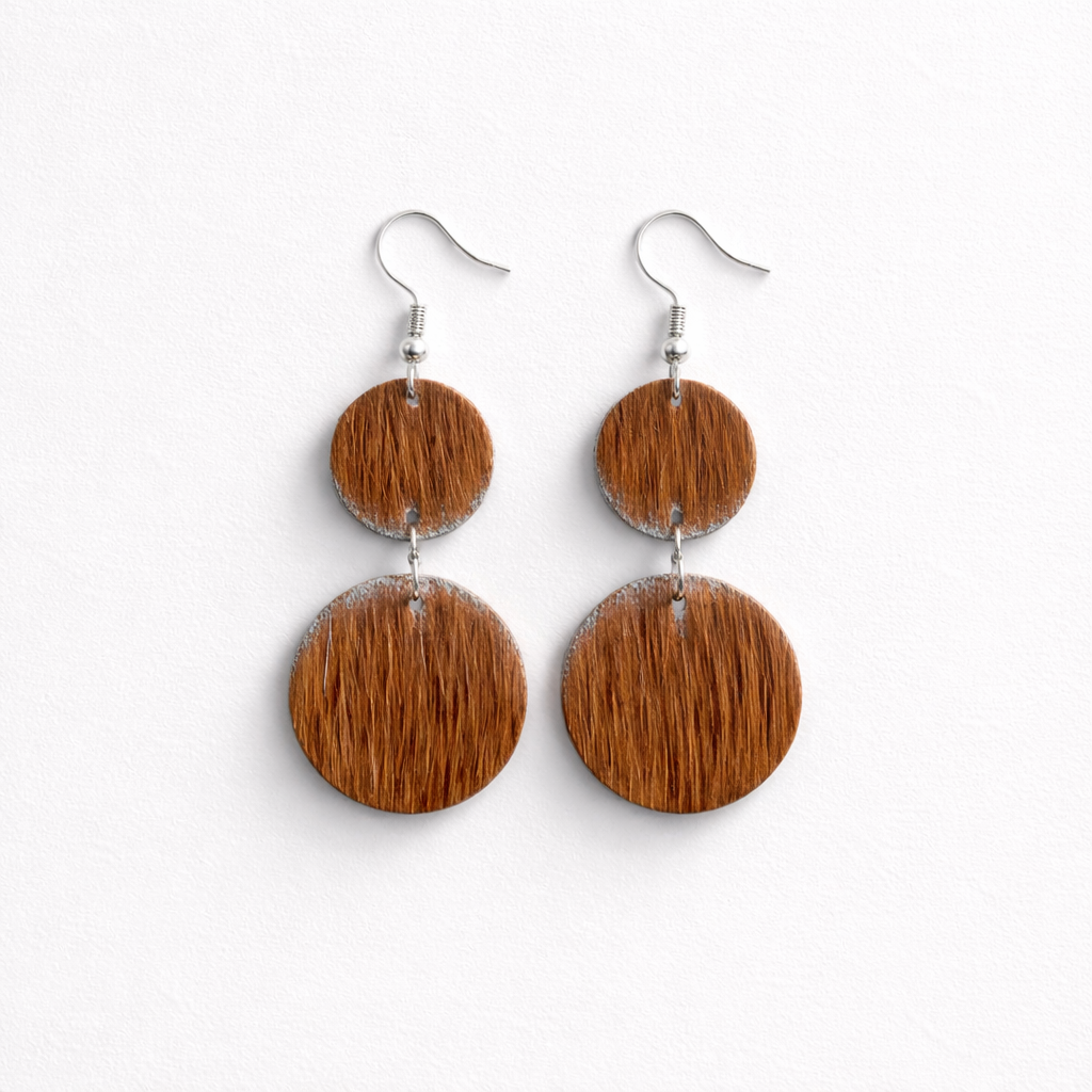 Double Circle Cowhide Earrings