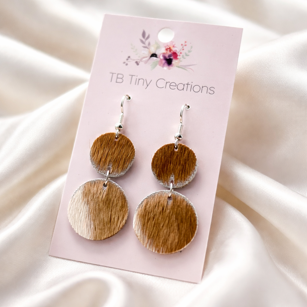 Double Circle Cowhide Earrings
