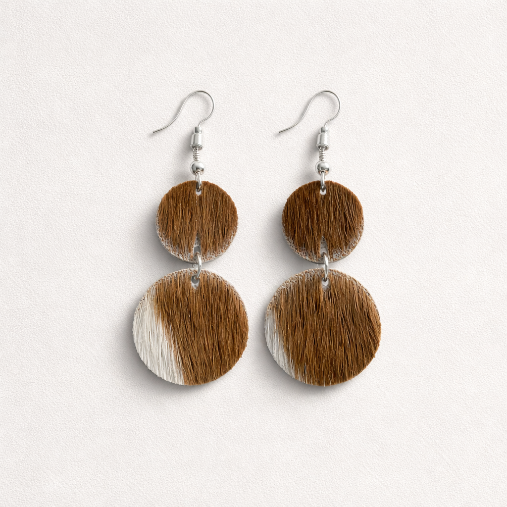 Double Circle Cowhide Earrings