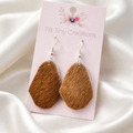 Oval Shaped Cowhide Earrings