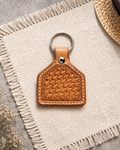 Rope Basket Stamped Leather Keychain