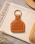 Dot Basket Stamped Leather Keychain