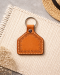 Stamped Border Leather Keychain