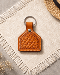 Heart Basket Stamped Leather Keychain