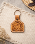 Flower Hand-Carved Leather Keychain