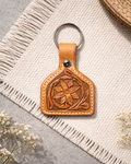 Flower Hand-Carved Leather Keychain